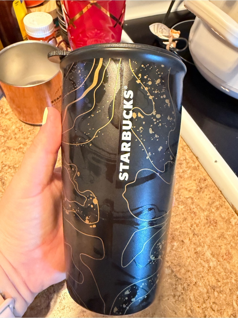Starbucks Black with Gold Accent Travel Cup